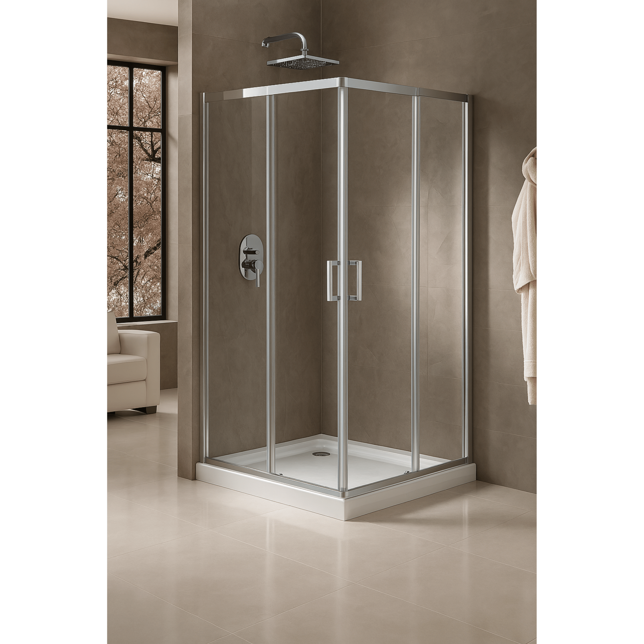 Box Doccia Angolare Scorrevole 70x70 Giava "Nice" Argento Lucido/Vetro Trasparente