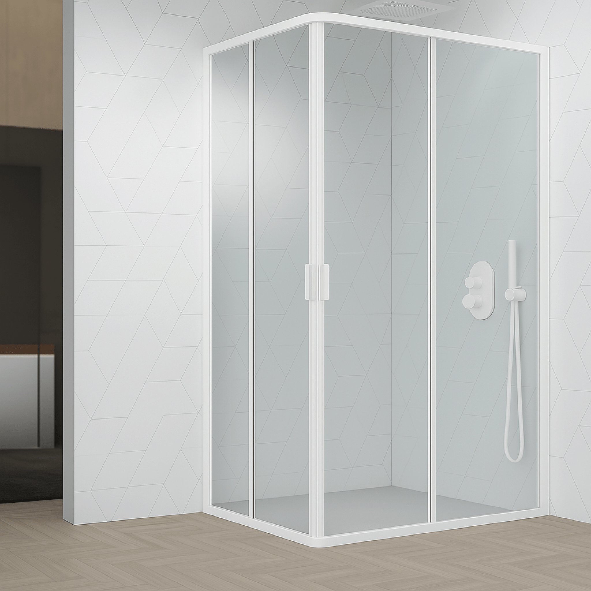 Box Doccia Angolare Scorrevole 70x70 Giava "New Smeralda" Bianco/Vetro Trasparente