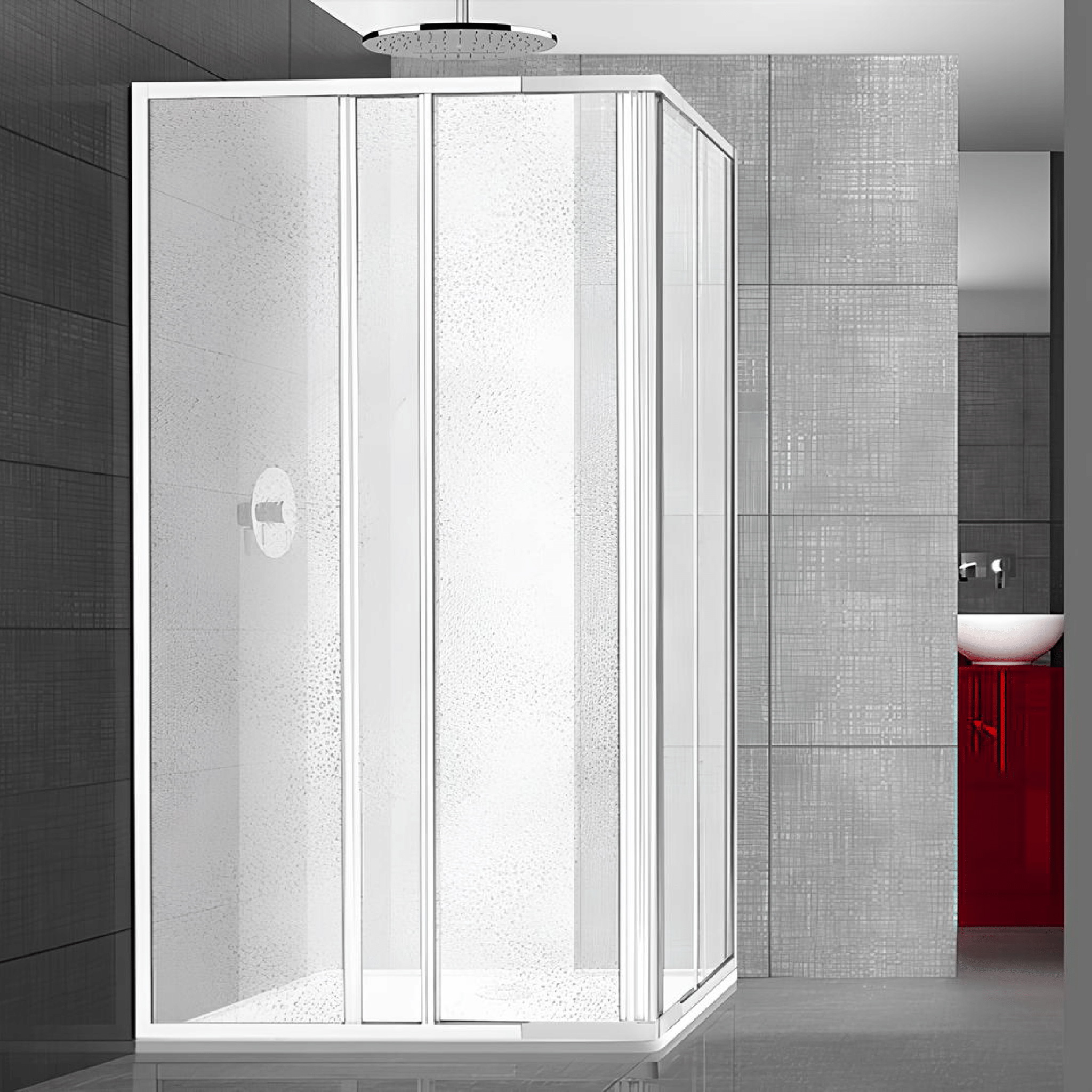 Box Doccia Angolare Scorrevole 70x90 Giava "Smeralda" Bianco/Acrilico Bollicine