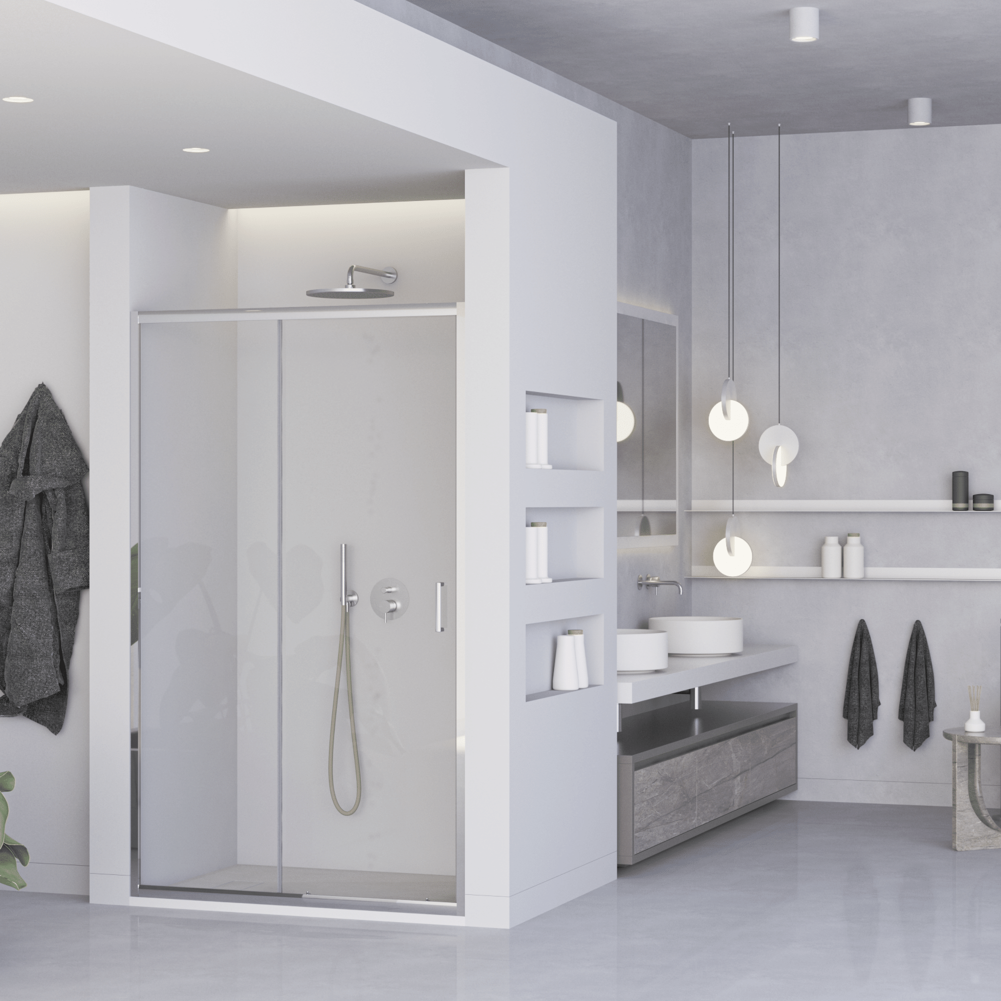 Box Doccia Scorrevole 100 Cm Feridras "T-Special" Argento Lucido/Vetro Trasparente