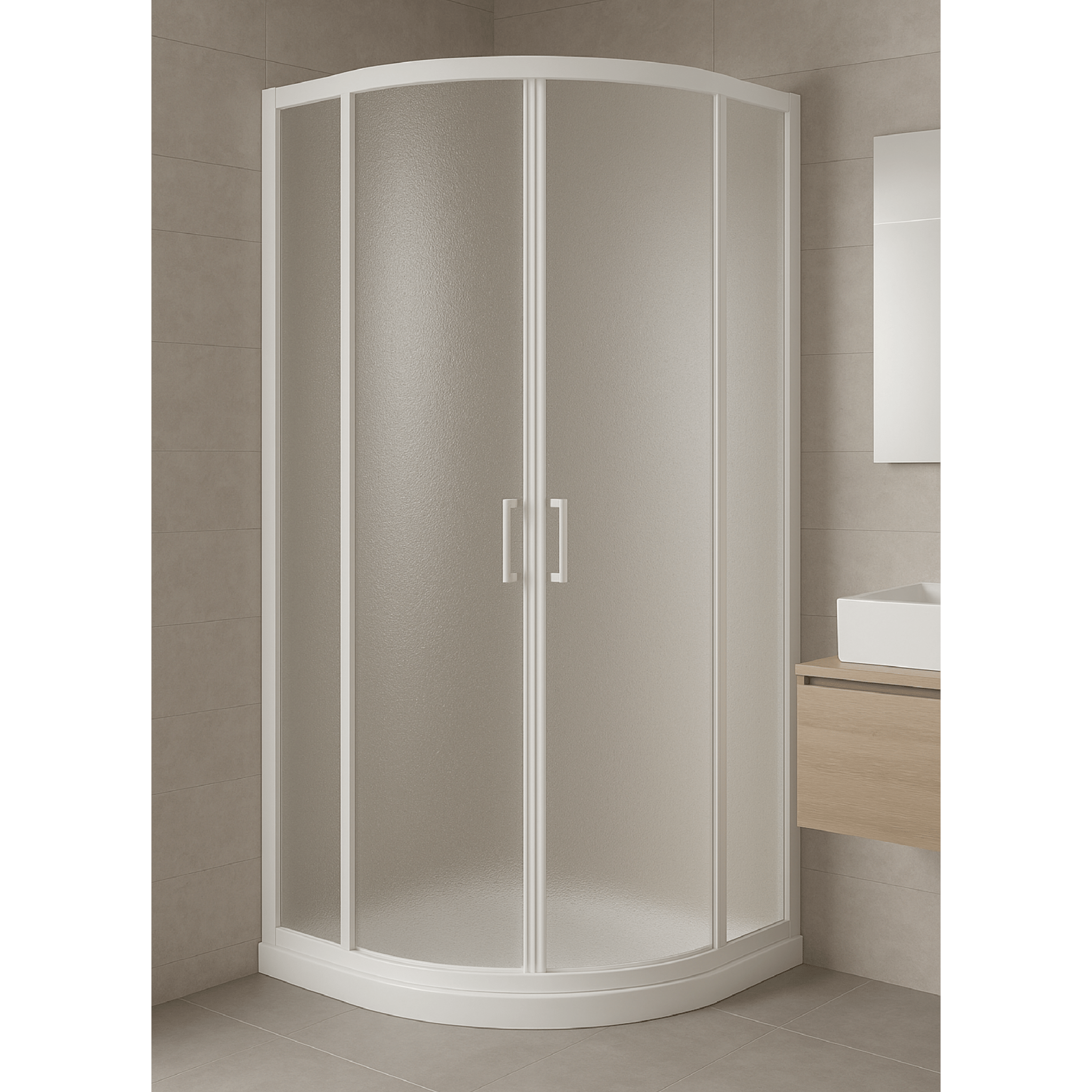 Box Doccia Semicircolare Angolare 80x80 Giava "Tonga" Bianco/Vetro Rugiada