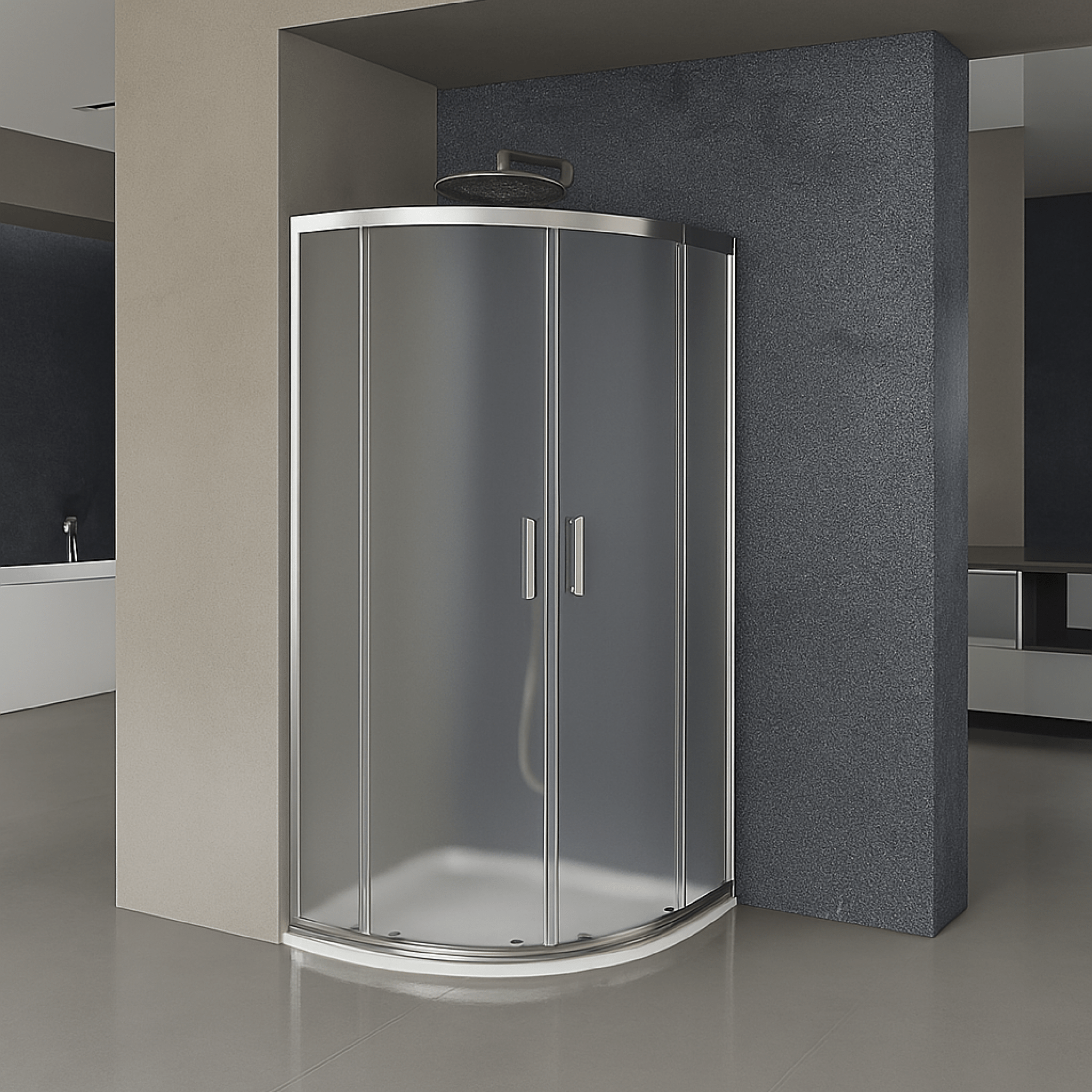 Box Doccia Semicircolare Angolare 80x80 Feridras "Ego 2.0" Cromo Lucido/Vetro Stampato C