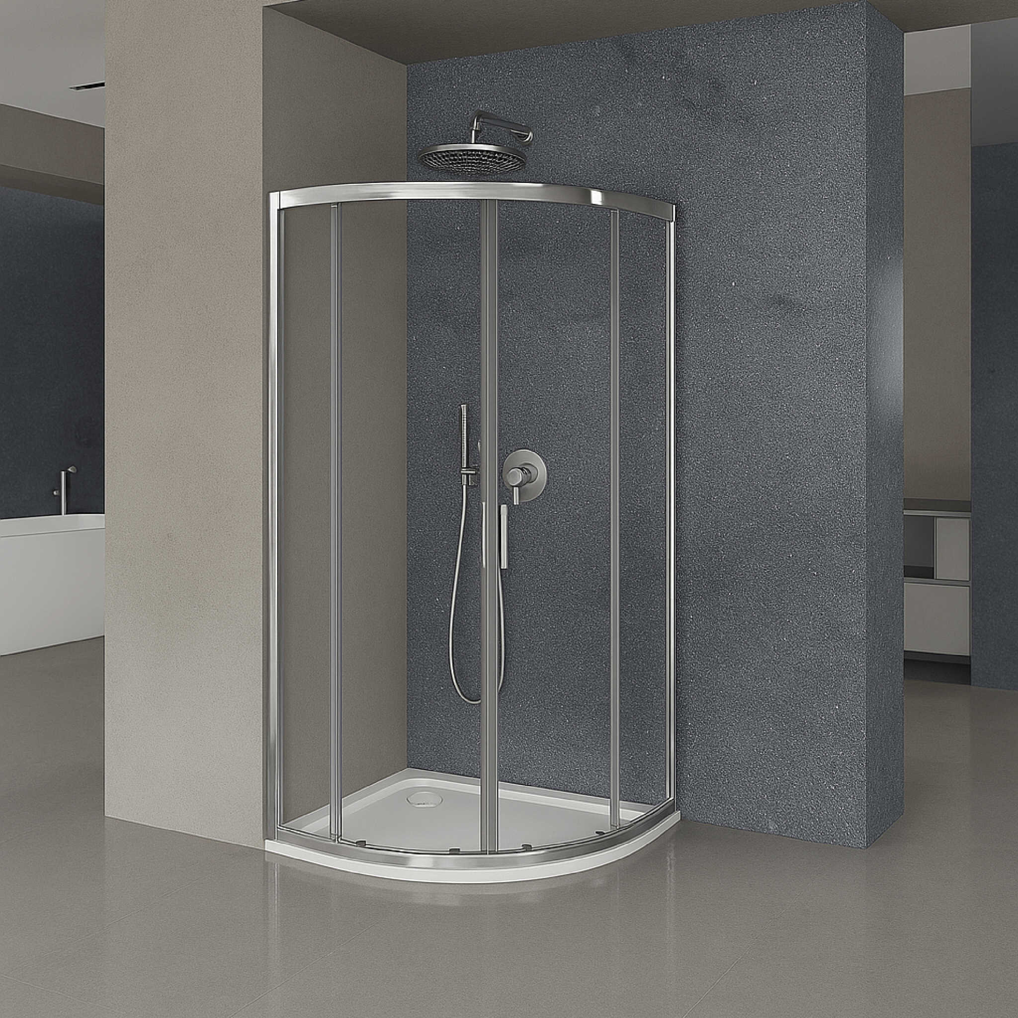 Box Doccia Semicircolare Angolare 80x80 Feridras "Ego 2.0" Cromo Lucido/Vetro Trasparente