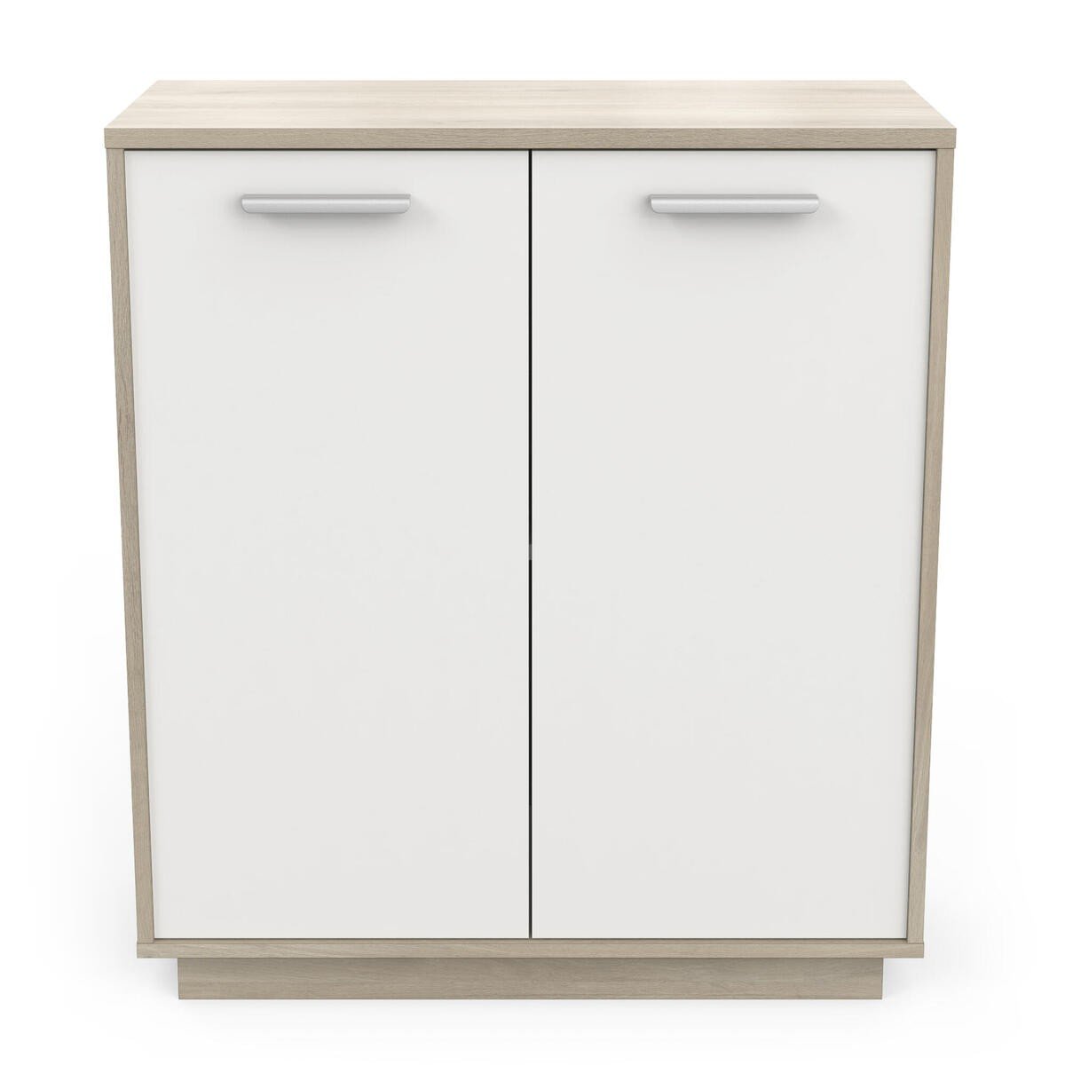 Buffet basso a 2 ante, decoro legno e bianco L78 cm - Léo