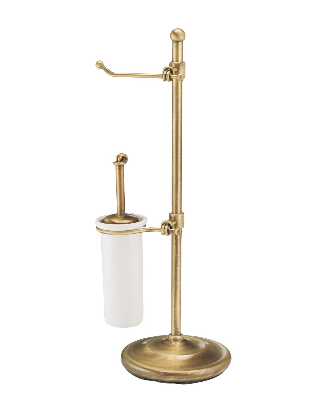 Caos Arredo Bagno Italiano - Piantana Intreccio porta rotolo+scopino in ceramica [ottone dorato] - 2350