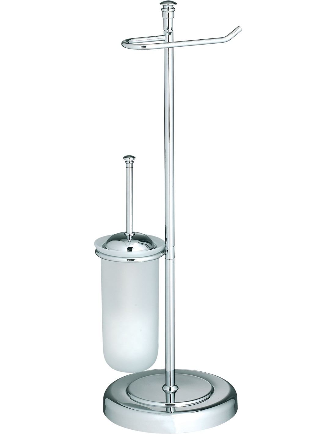 Caos Arredo Bagno Italiano - Piantana JOLLY Porta rotolo + porta scopino in vetro - 8500