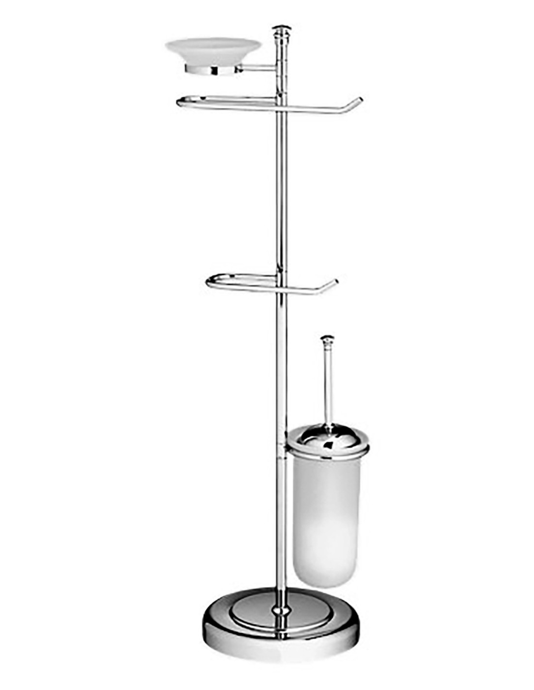 Caos Arredo Bagno Italiano - Piantana JOLLY Porta sapone in vetro+porta rotolo+porta salviette+porta scopino in vetro - 8540