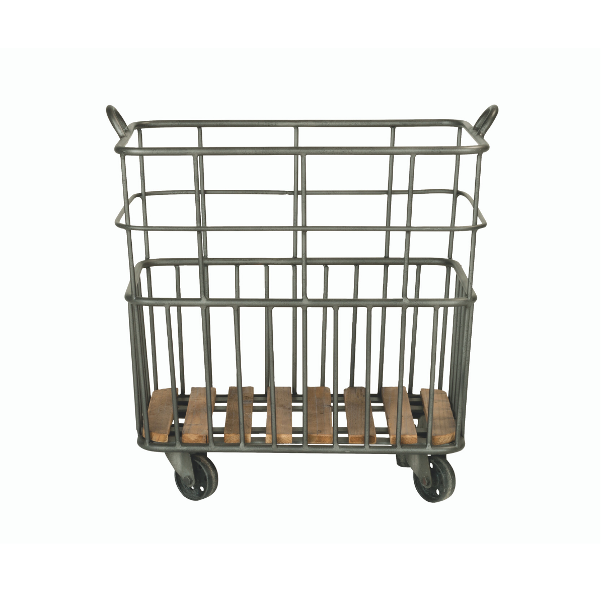 Carrello in metallo con ruote per tronchi