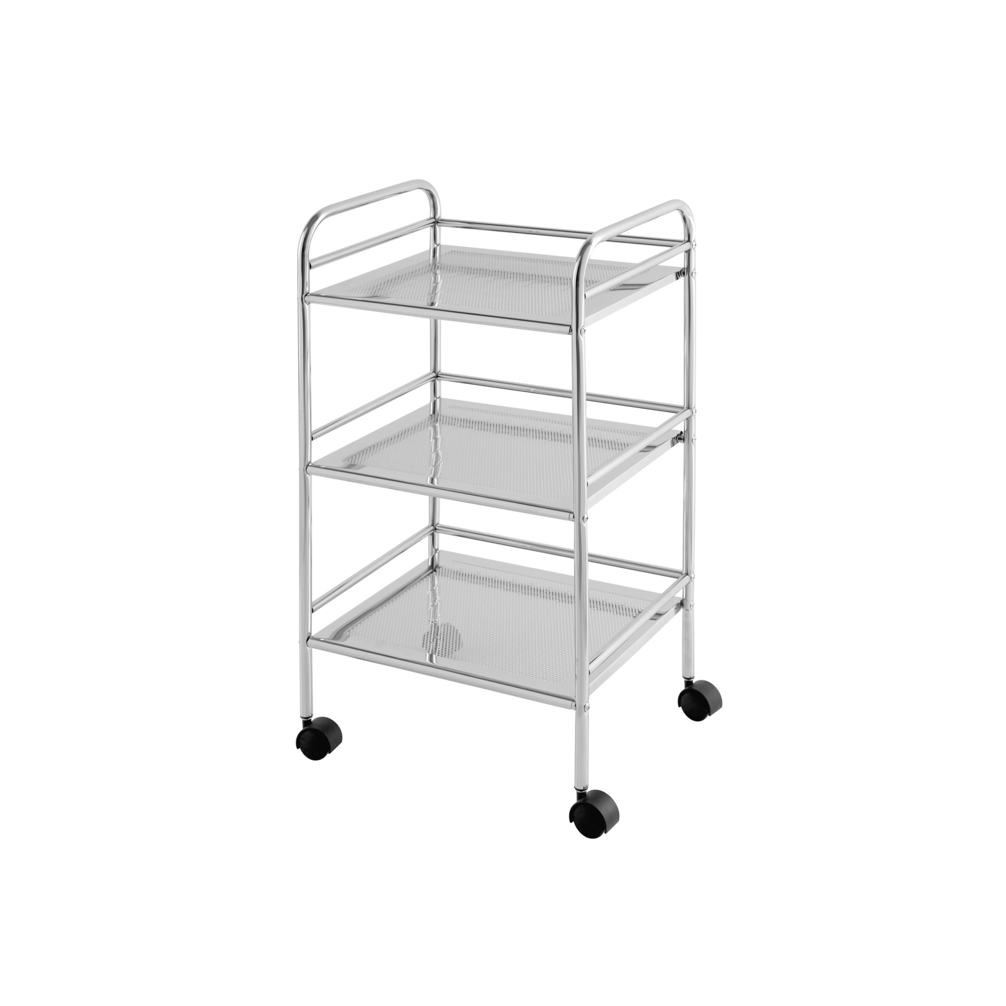 Carrello Multiuso 75 Cm Tre Ripiani Feridras Cromo Lucido