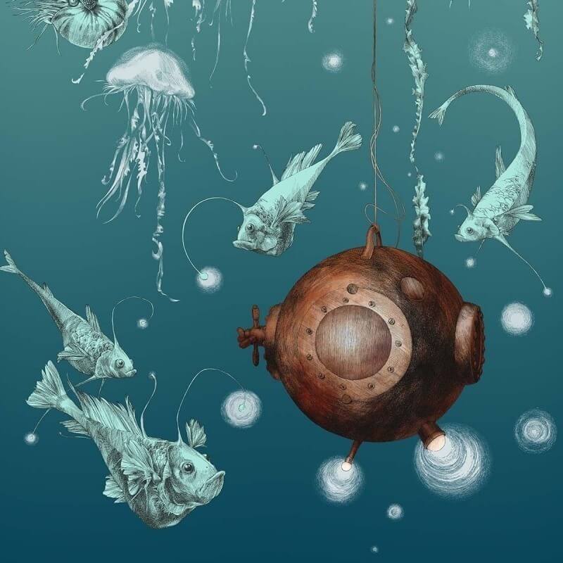 Carta da parati panoramica Nautilus Droit  Edmond Petit