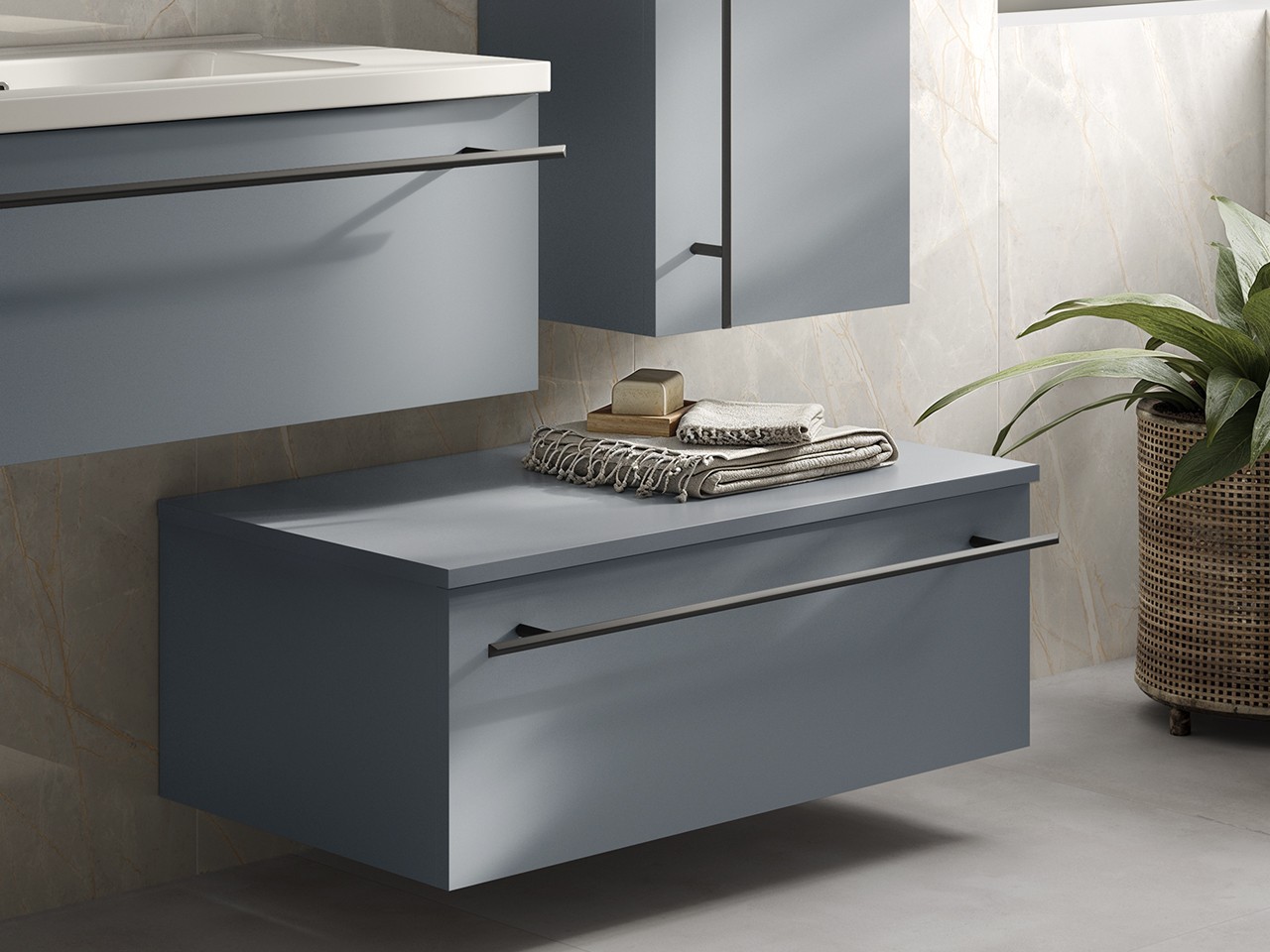 Cassettiera Sospesa LUMI L60xP46,5 cm Azzurro Opaco-9024716