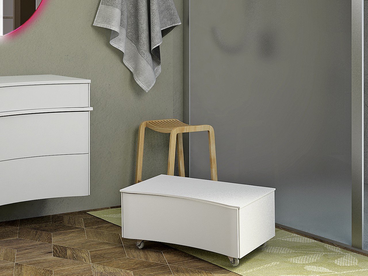 Cassettiera Olas con Ruote Bianco Opaco-9007663