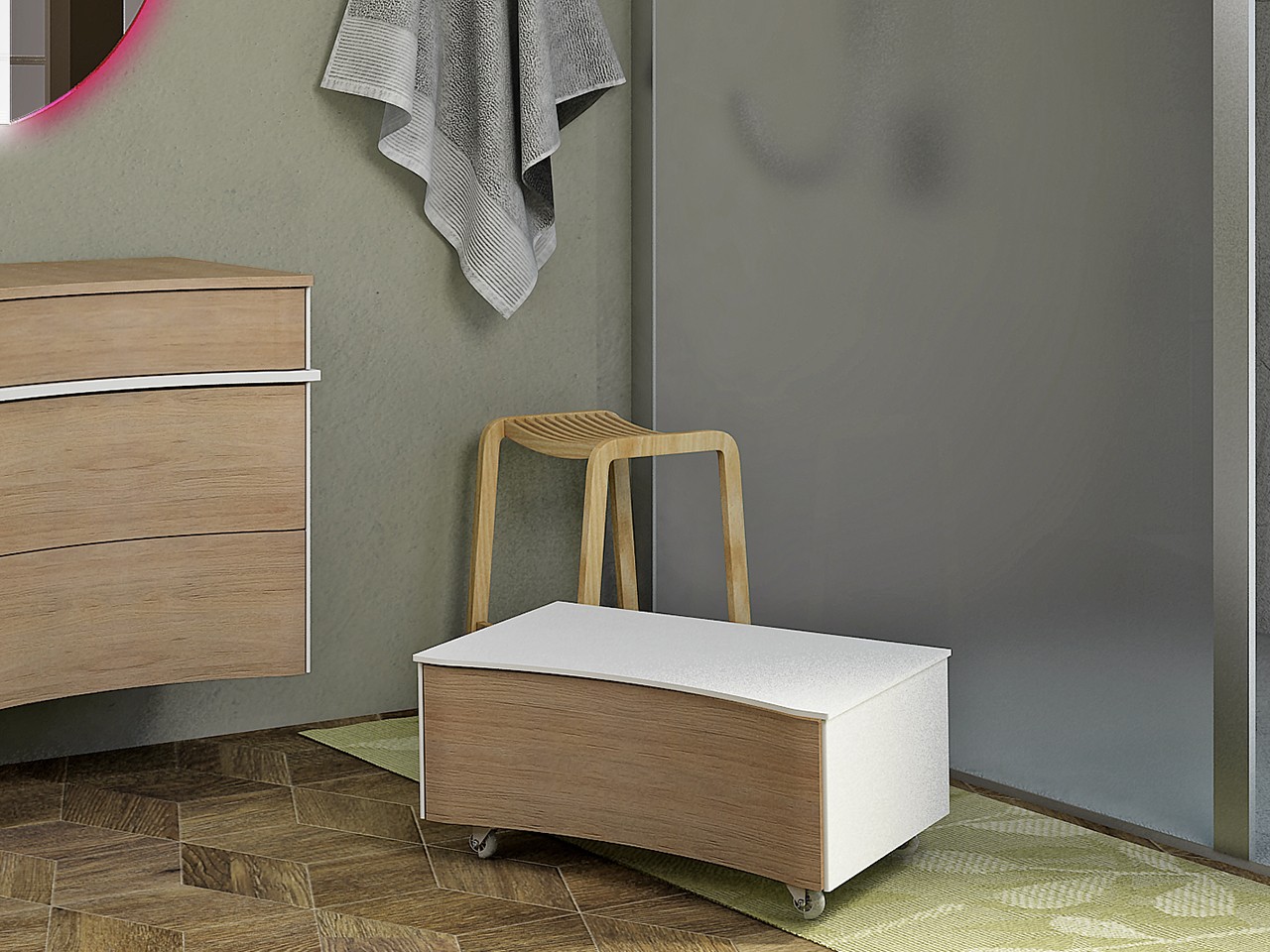 Cassettiera Olas con Ruote Rovere Tabacco-9007665