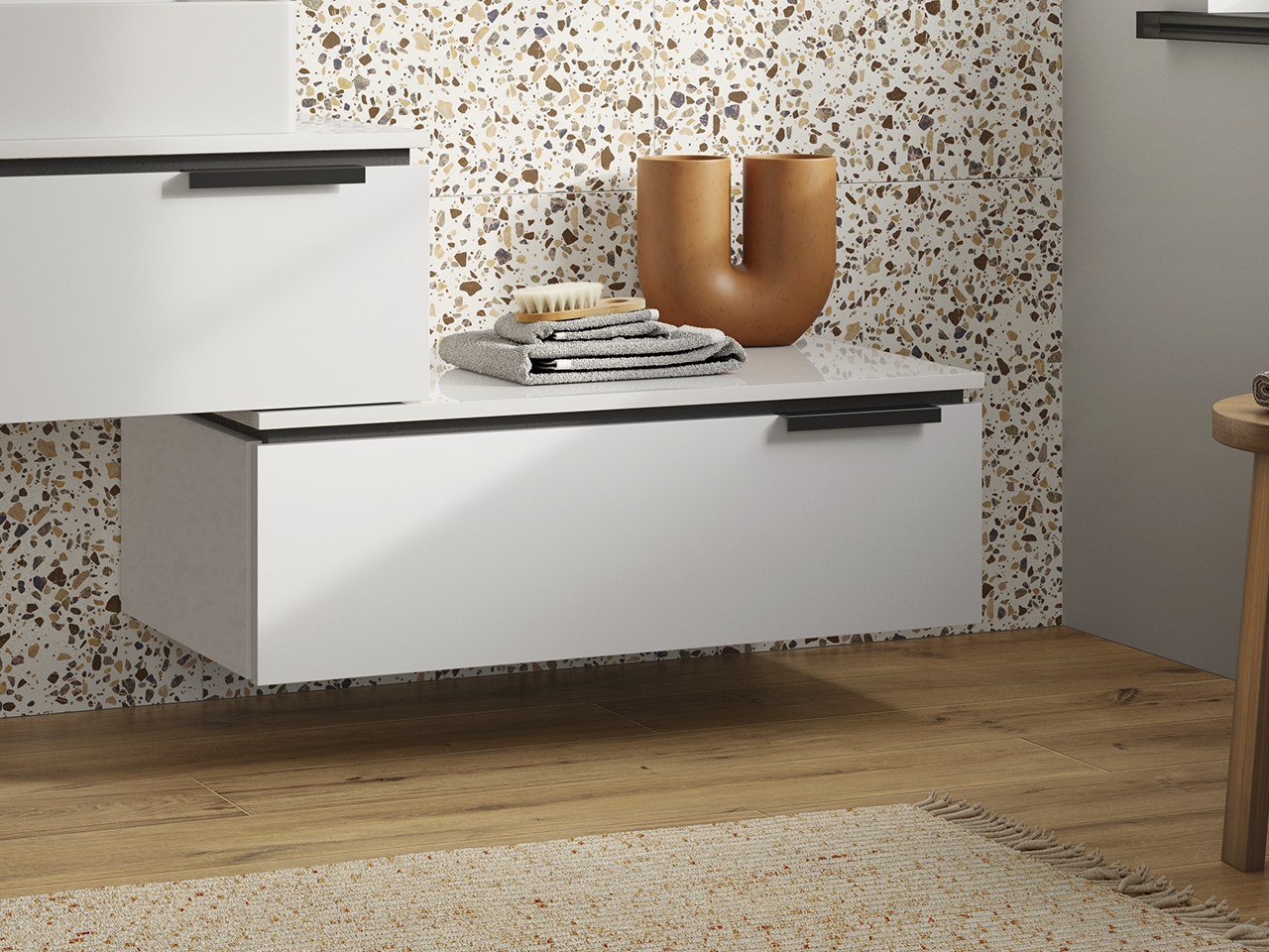 Cassettiera TOUCH 90 cm 1 Cassetto Bianco Lucido-9011401