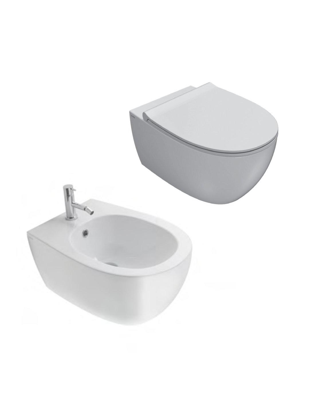 Ceramica Globo - 4All SENZA BRIDA sospeso Wc + bidet + coprivaso MDS03 + MDS09 + MDR19