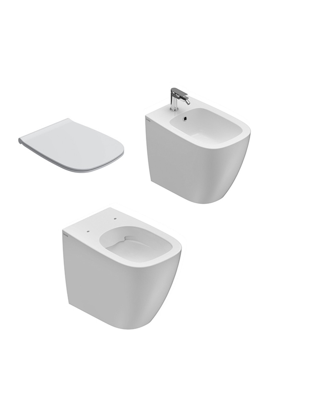 Ceramica Globo - Genesis Wc + bidet + coprivaso chiusura rallentata Filomuro