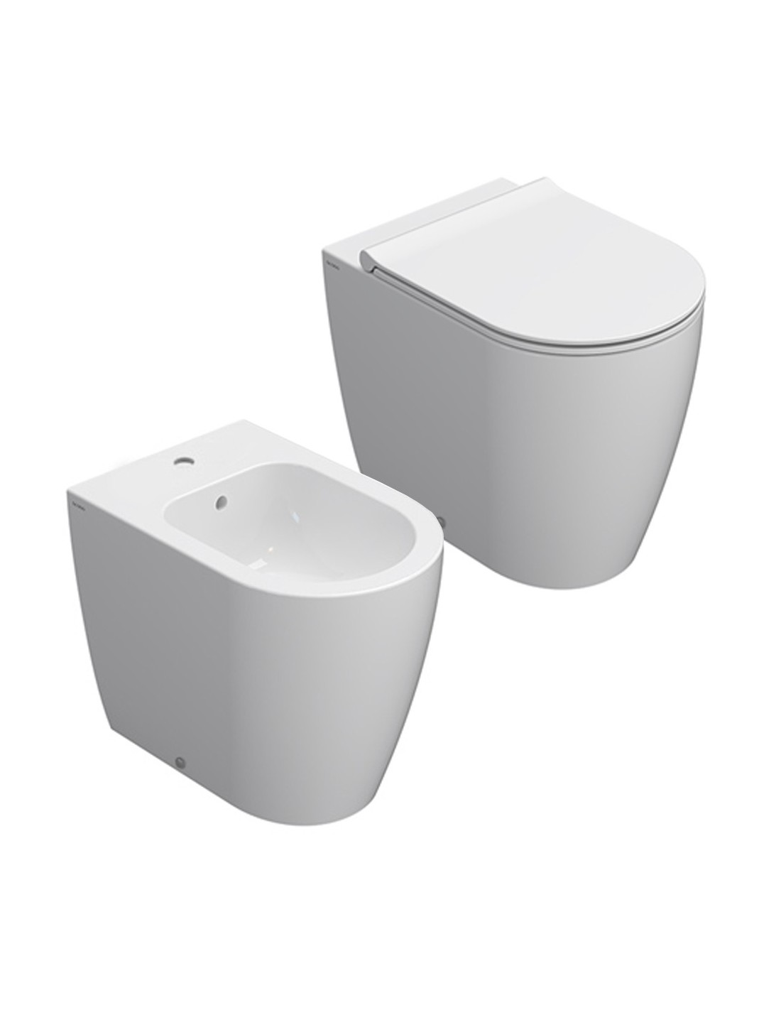 Ceramica Globo - Mode filomuro Wc SENZA BRIDA + Bidet + Coprivaso soft