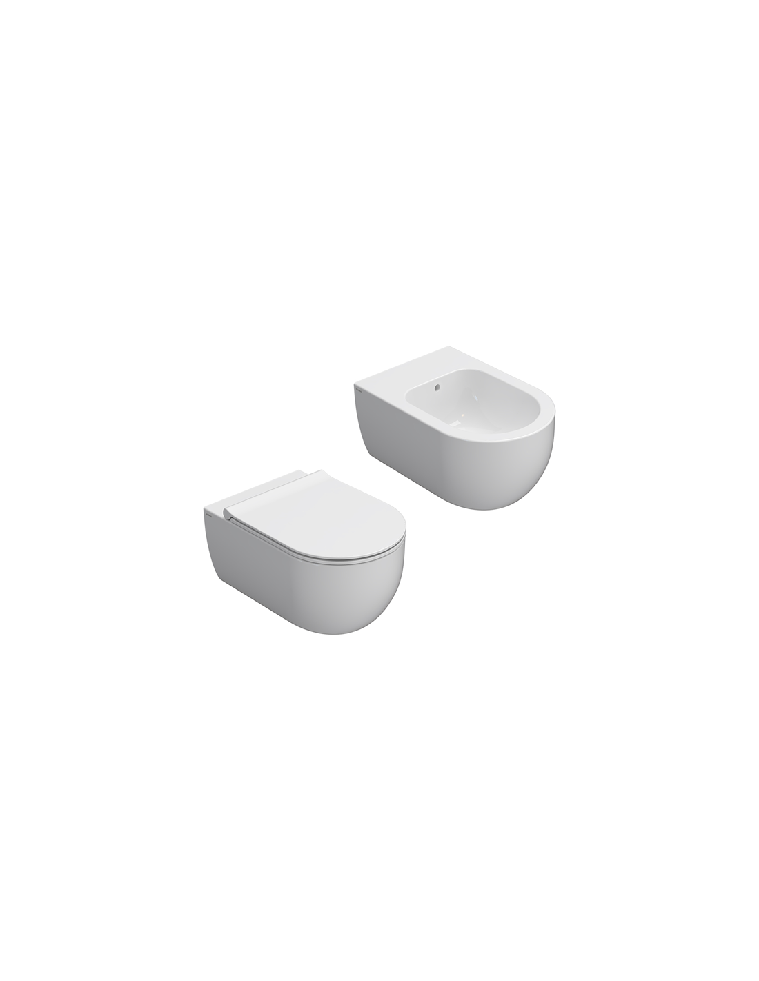 Ceramica Globo - Sanitari Mode sospesi - Wc SENZA BRIDA + Bidet + Coprivaso soft 53*34