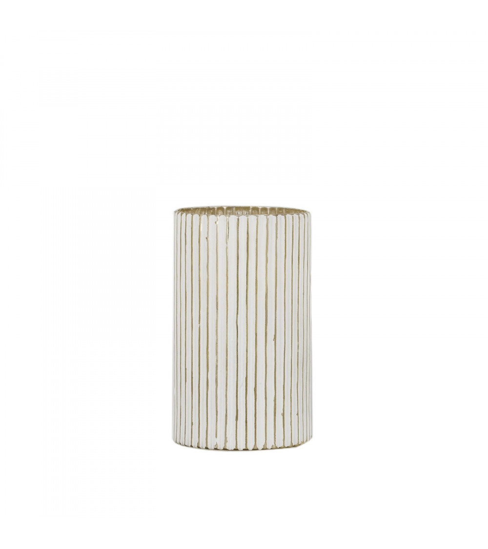 Cilindro in Vetro con Strisce Bianche