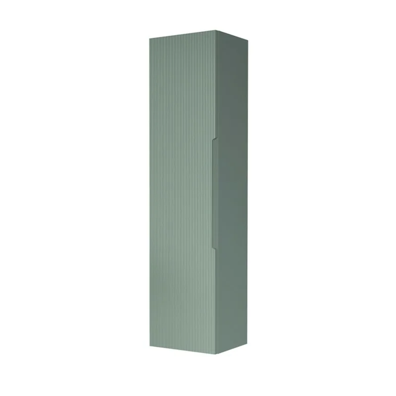 Colonna bagno sospesa H 138 cm verde opaco cannettato con ripiani Rigo