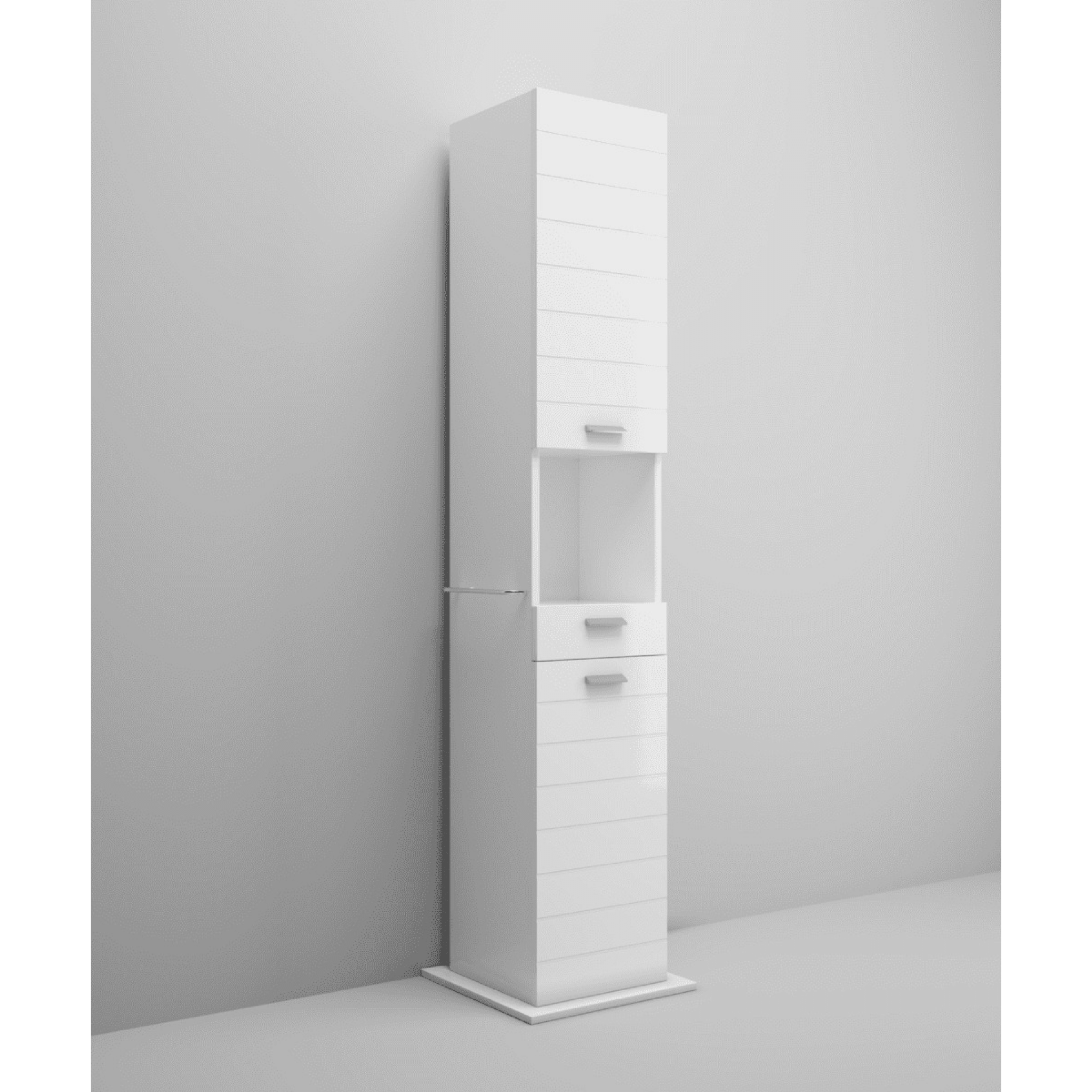 Colonna Portabiti/Portasalviette a Terra 186 Cm Due Ante Un Cassetto Savini "Rigo" Bianco Lucido