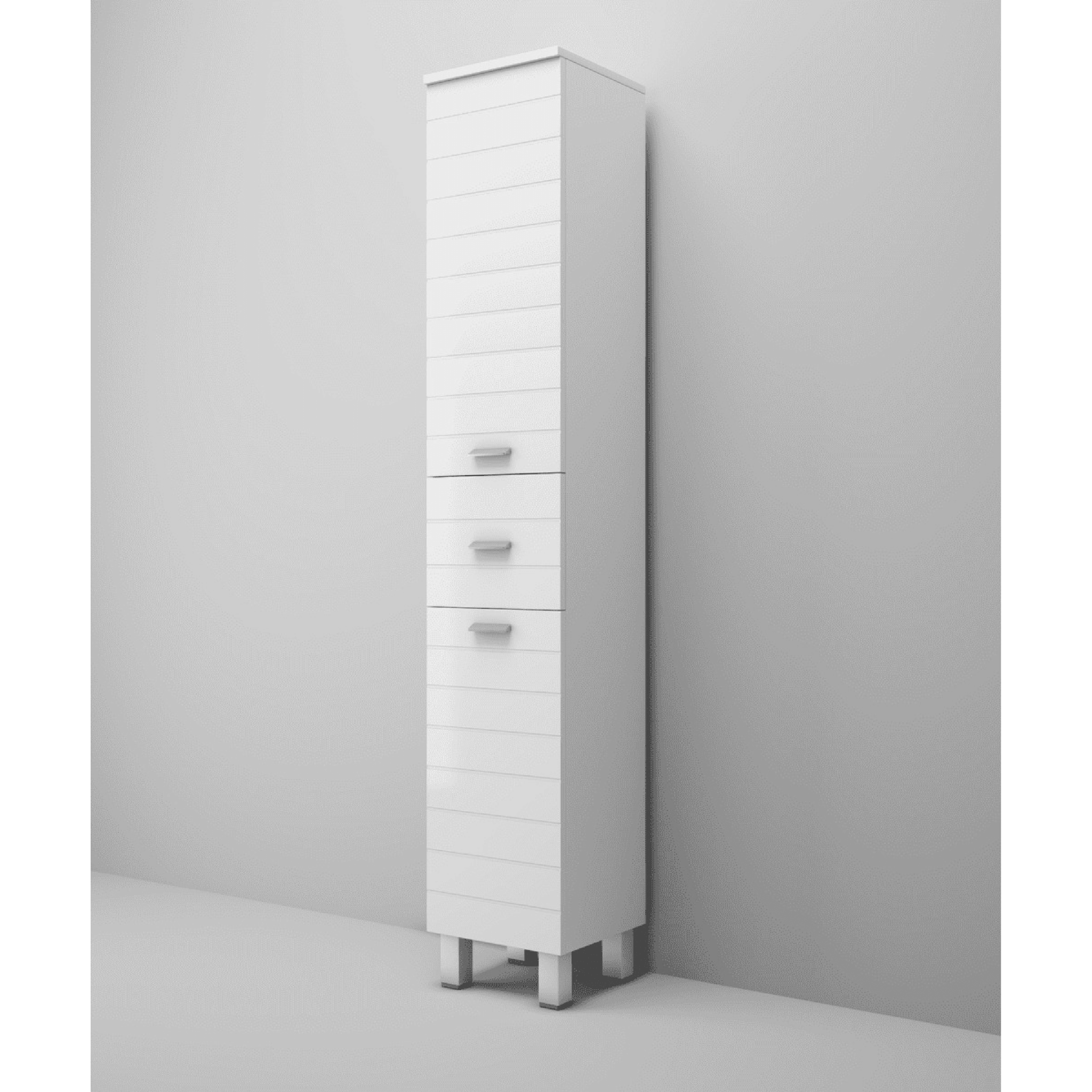 Colonna Portaoggetti a Terra 195 Cm Due Ante Un Cassetto Savini "Rigo" Bianco Lucido