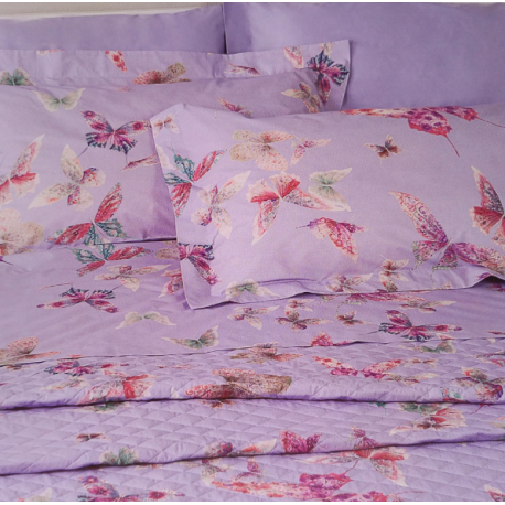 completo lenzuola matrimoniale mirabello butterfly glicine