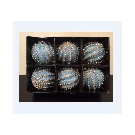 Addobbi Natalizi Addobbo Sfera shine con swarovsky light blue Sempreverde, Confezione 6 pezzi