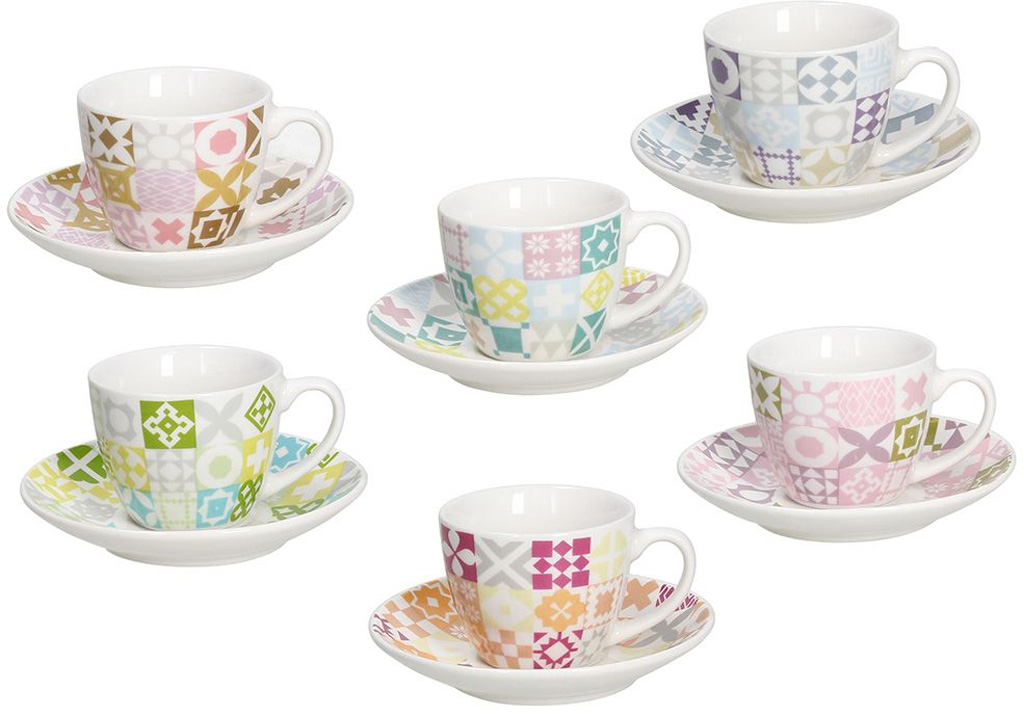 Confezione 6 Tazzine Con Piattini Medina