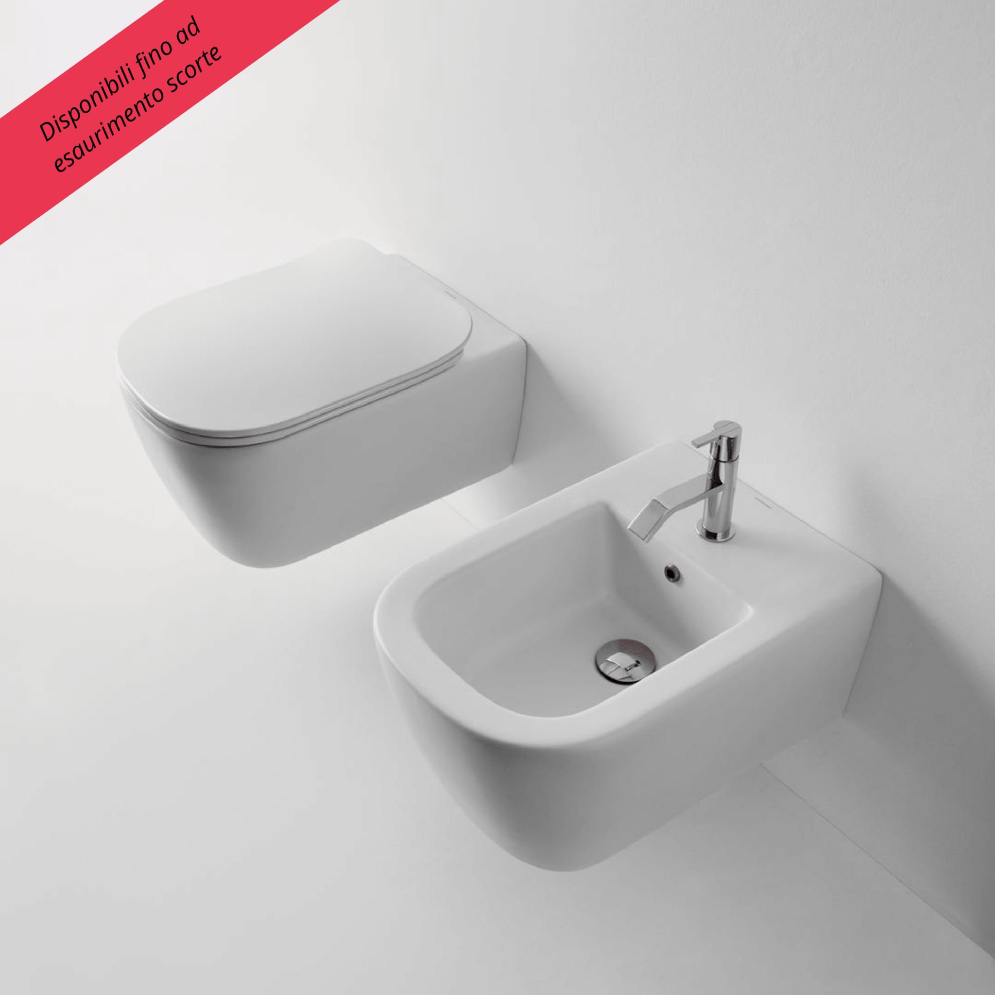 Coppia Di Sanitari Sospesi Senza Brida "Komodo" Bianco Opaco