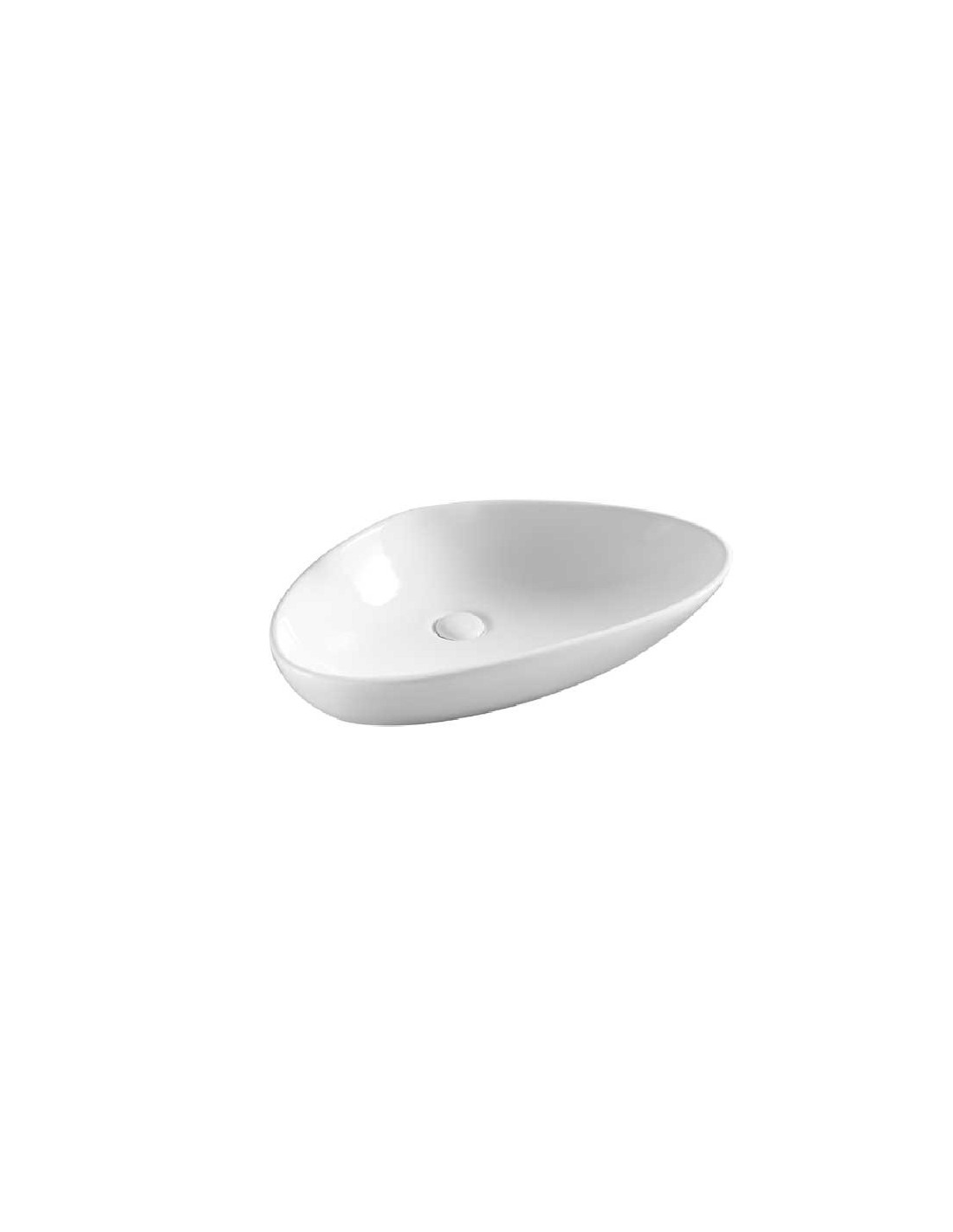 Lavabo in ceramica d'appoggio 58,5x38,5 cm, altezza 14 cm