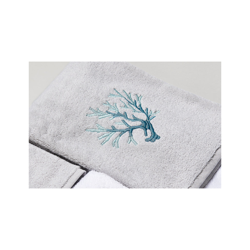 Corallomania Mastro Raphael set spugna 2 pezzi grigio perla ricamo verde chiaro