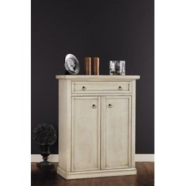 CREDENZA 2 ANTE LACCATO AVORIO ANTICATO IN LEGNO