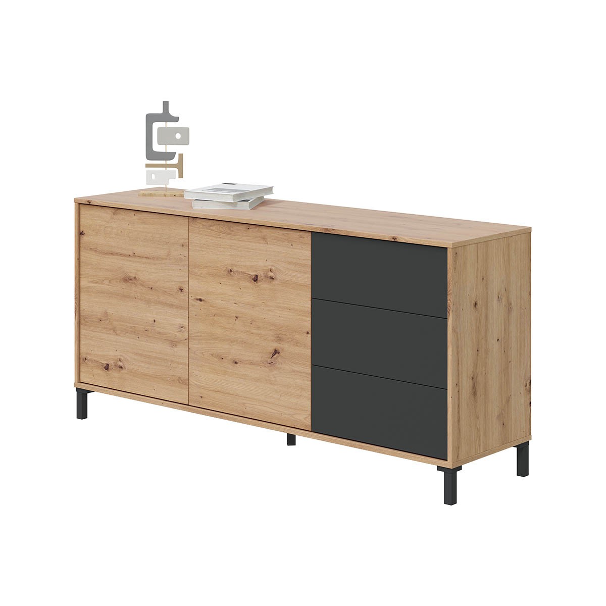 Credenza Brooklyn a 2 ante e 3 cassetti - L154cm