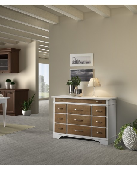 CREDENZA DISPENSA COUNTRY PROVENZALE LACCATO BICOLORE- LEGNO MASSELLO VENETO