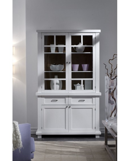 CREDENZA DISPENSA VETRINA LEGNO MASSELLO COUNTRY DESIGN SPAZZOLATO