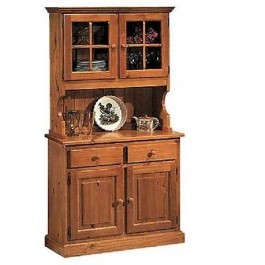 CREDENZA IN PINO BASE + ALZATA CRISTALLIERA LEGNO COLORE MIELE - NOCE - NATURALE