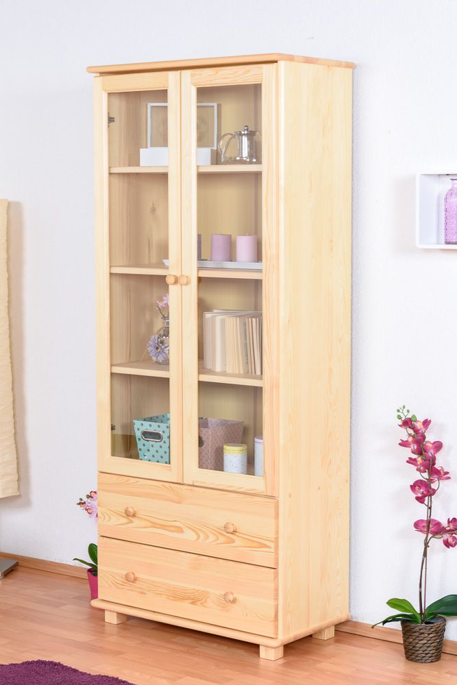 Vetrinetta "W007", pino massiccio, finitura naturale - 190 x 80 x 42 cm (h x l x p)