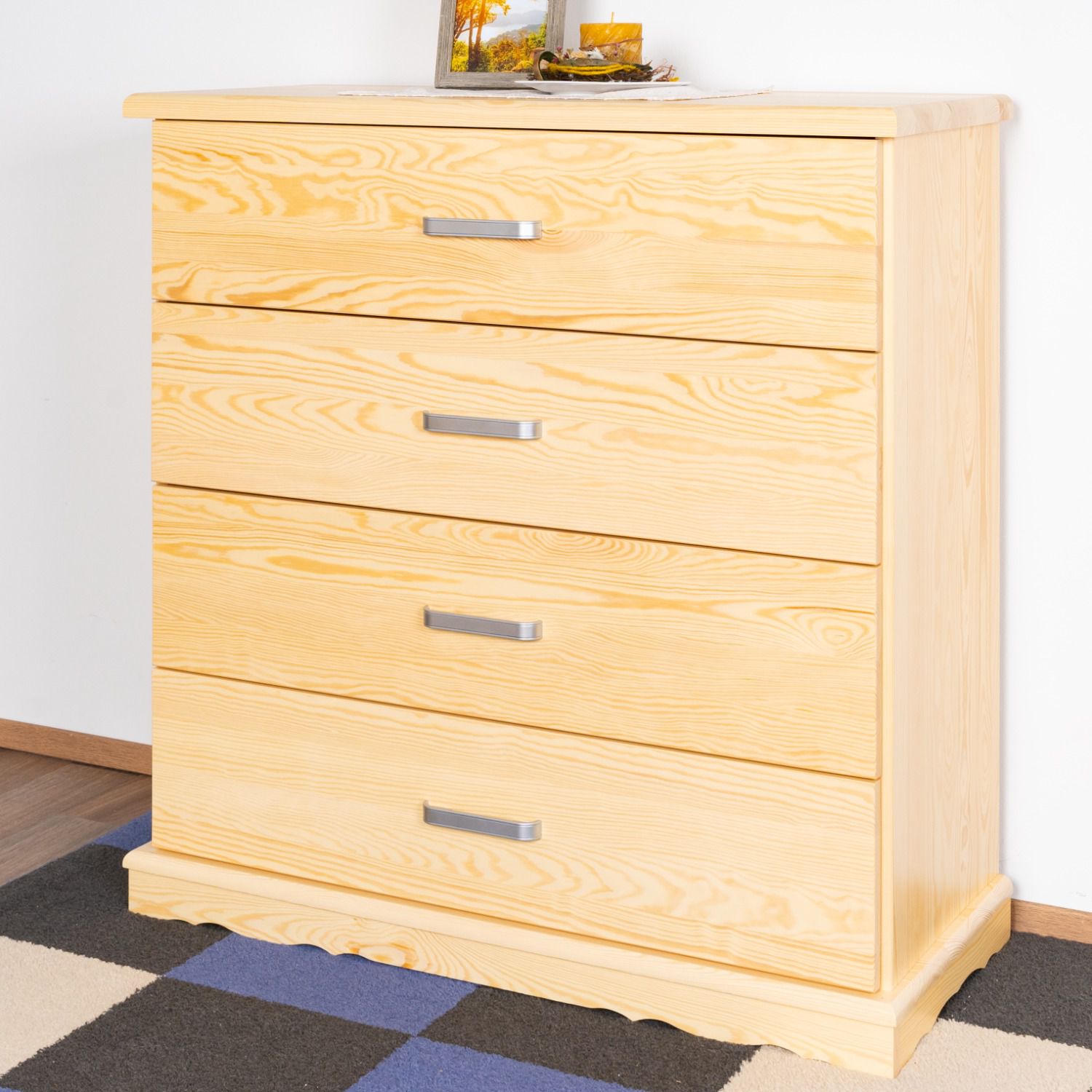 Cassettiera in pino massello naturale "Buteo 09" - 106 x 100 x 40 cm (h x l x p)