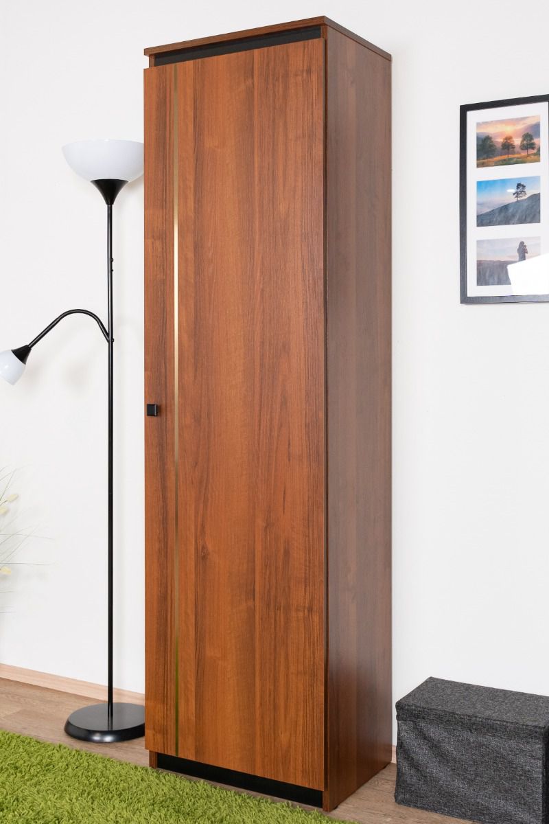 Armadio Mojokerto 20, colore: noce / nero - Dimensioni: 194 x 55 x 39 cm (A x L x P)