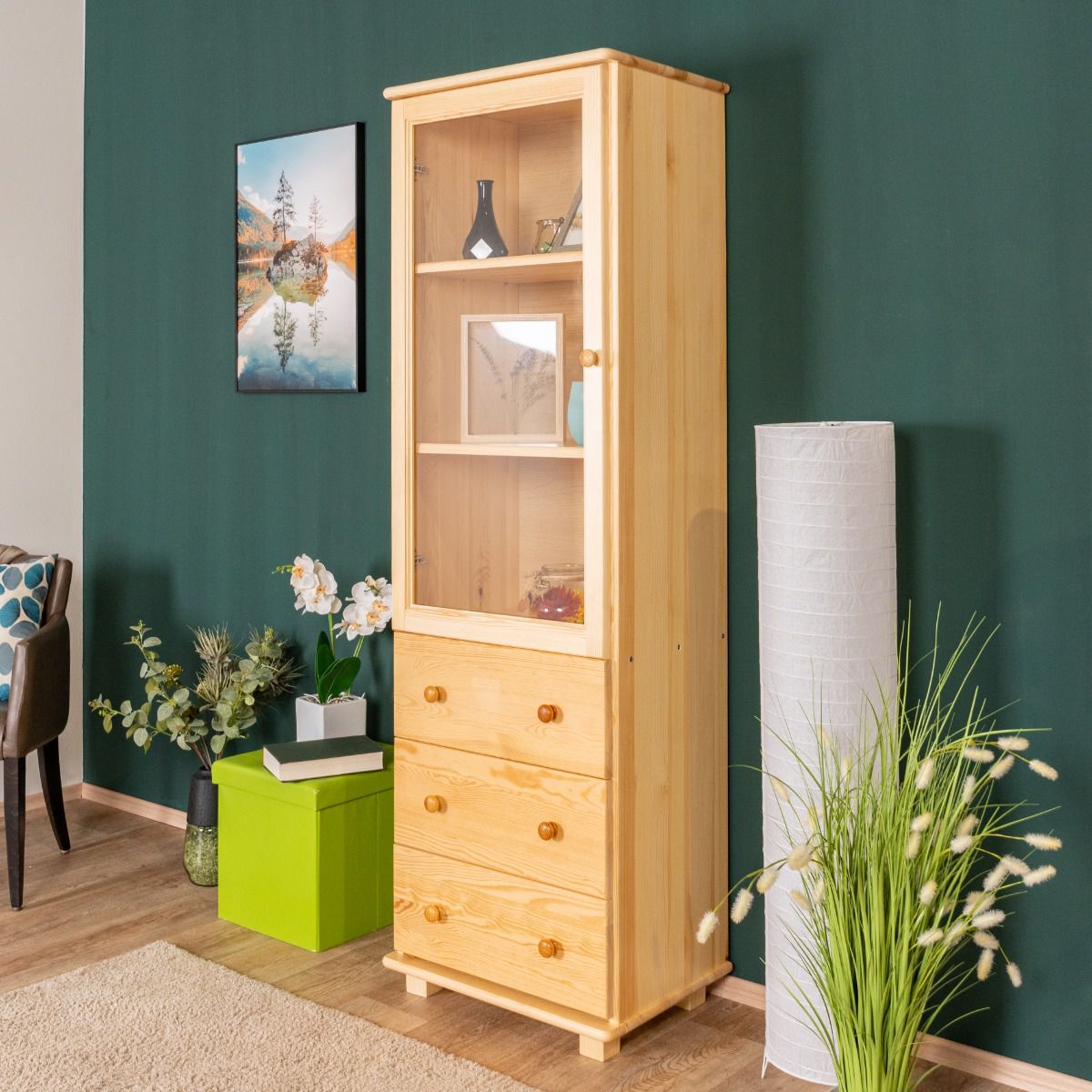 Vetrinetta "B011", pino massiccio, finitura naturale - 190 x 60 x 42 cm (h x l x p)