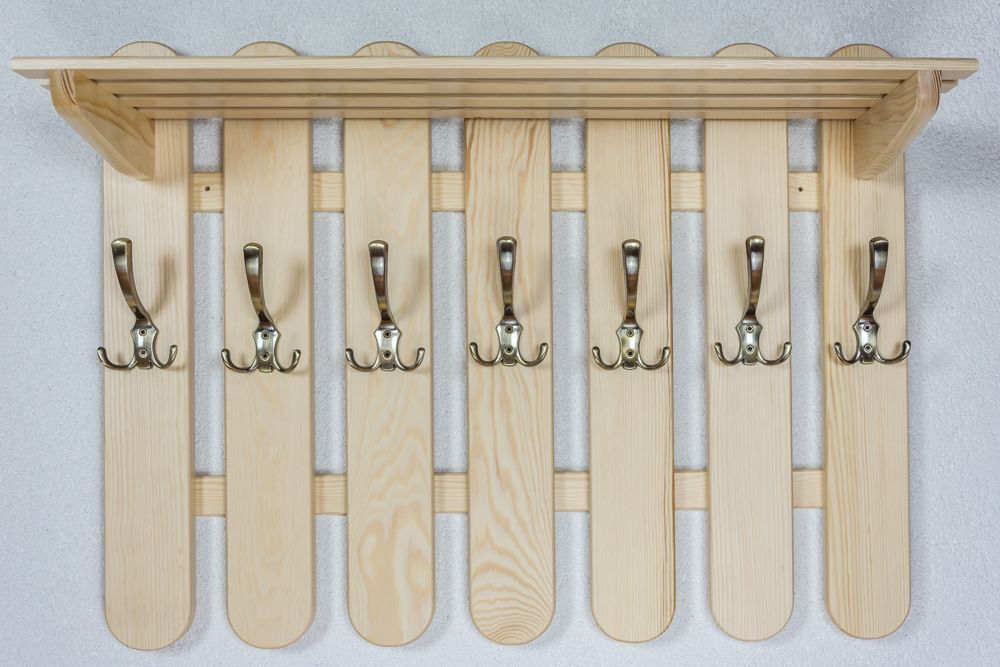 Appendiabiti in pino massello naturale "Junco 354" - 60 x 80 x 29 (h x l x p)