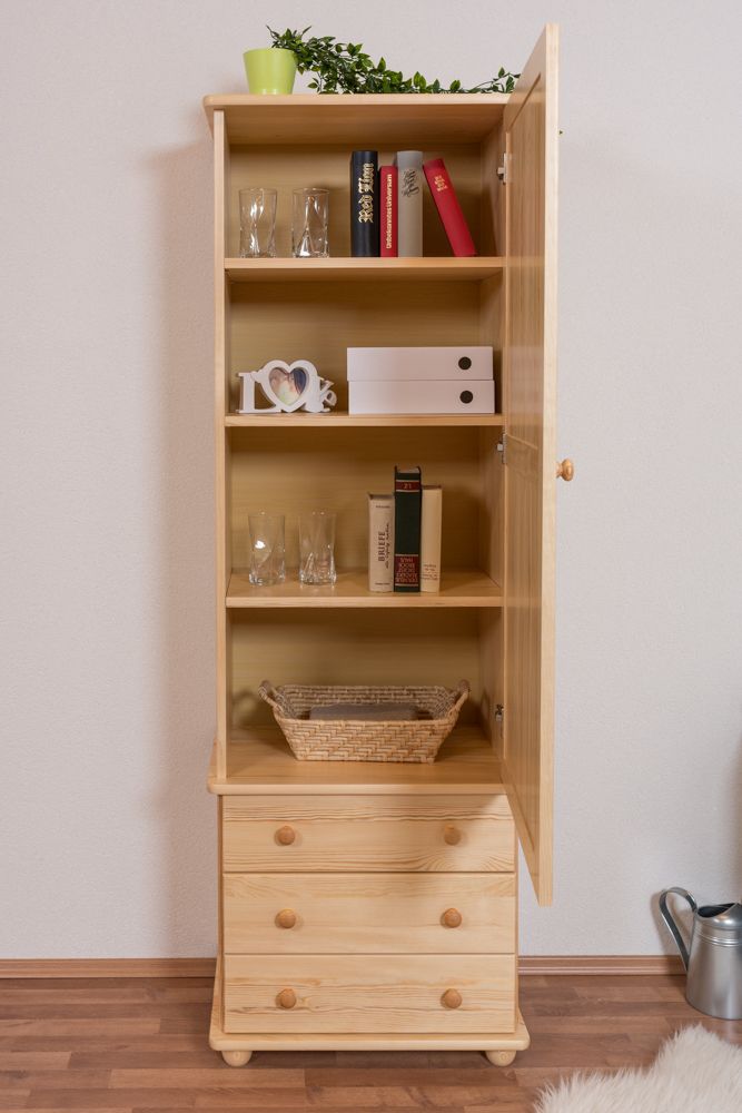 Armadio in pino massello naturale "Junco 42" - 196 x 65 x 42 cm (h x l x p)