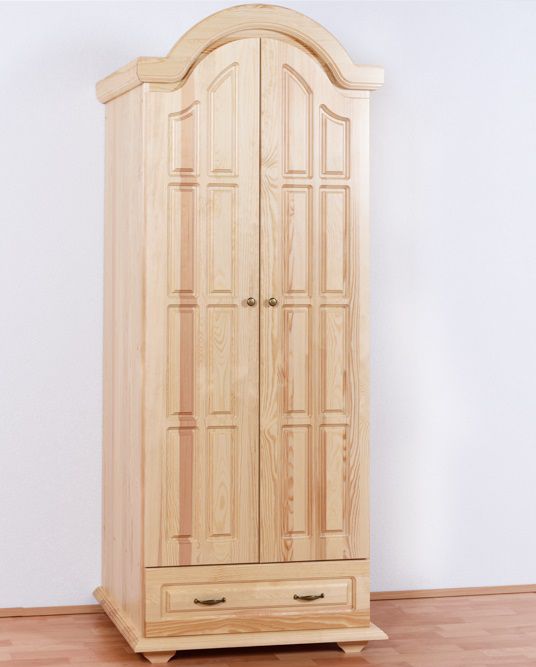 Armadio "Pipilo" 05, pino massello, naturale - 225 x 95 x 60 cm (h x l x p)