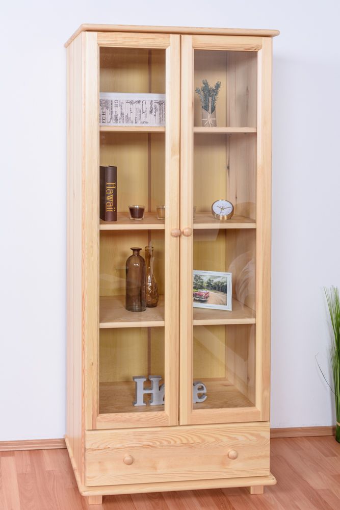 Vetrinetta "W008", pino massiccio, finitura naturale - 190 x 81 x 42 cm (h x l x p)