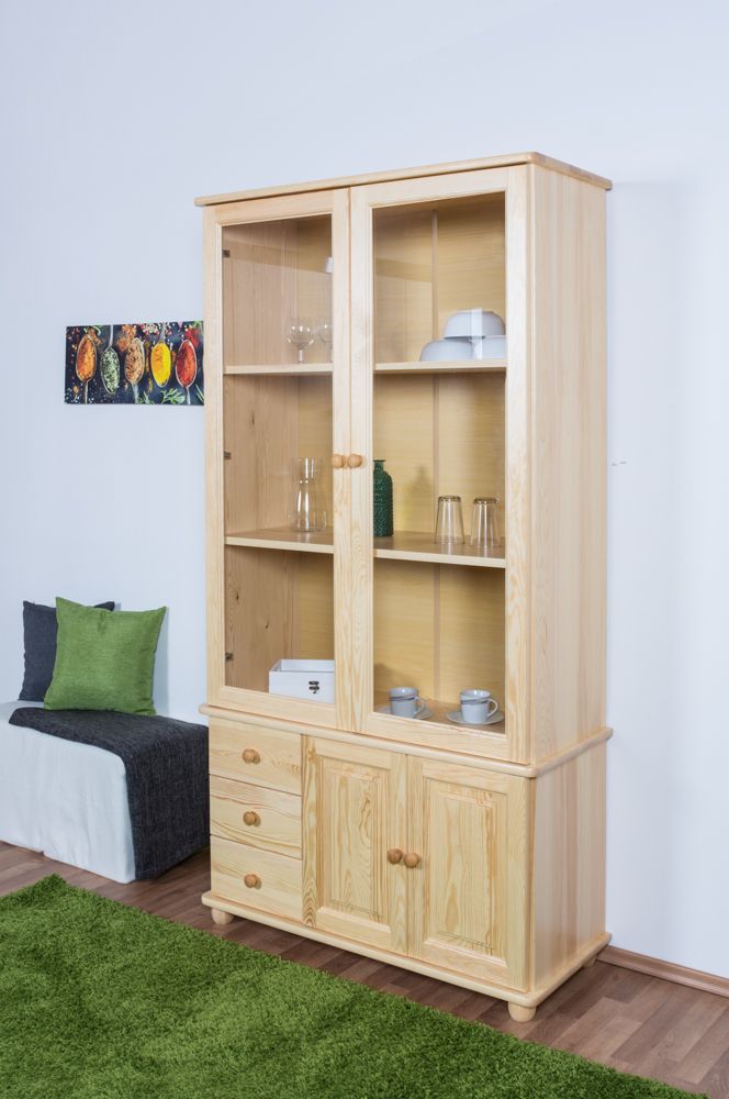 Vetrinetta "Junco" 37, pino massiccio, naturale - 195 x 102 x 42 cm (h x l x p)