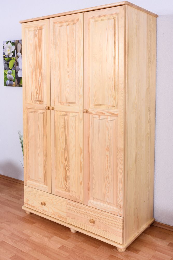 Armadio "Junco" 07, pino massiccio, naturale - 195 x 123 x 59 cm (h x l x p)