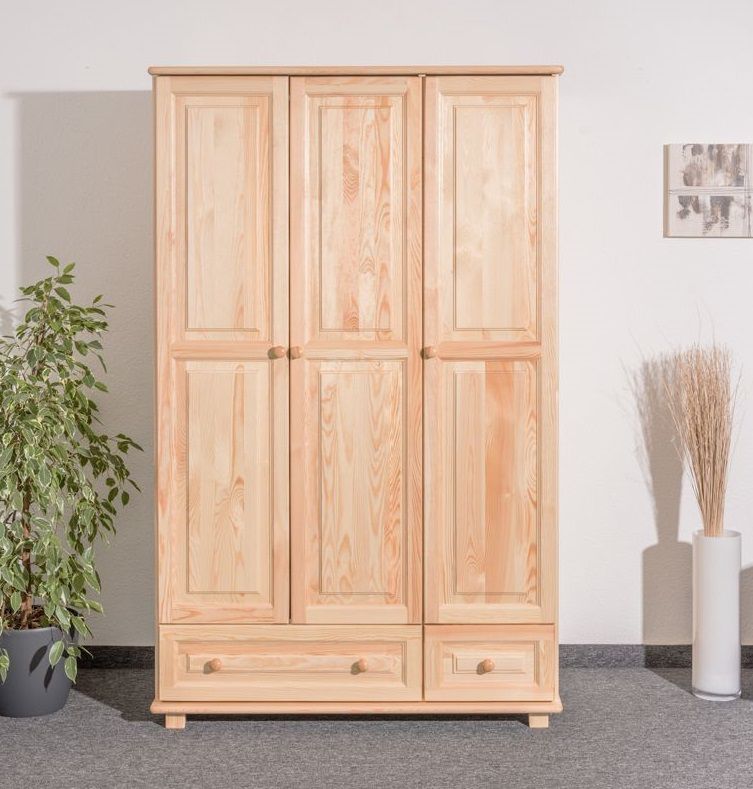 Armadio "015", pino massiccio, finitura naturale - 190 x 133 x 60 cm (h x l x p)