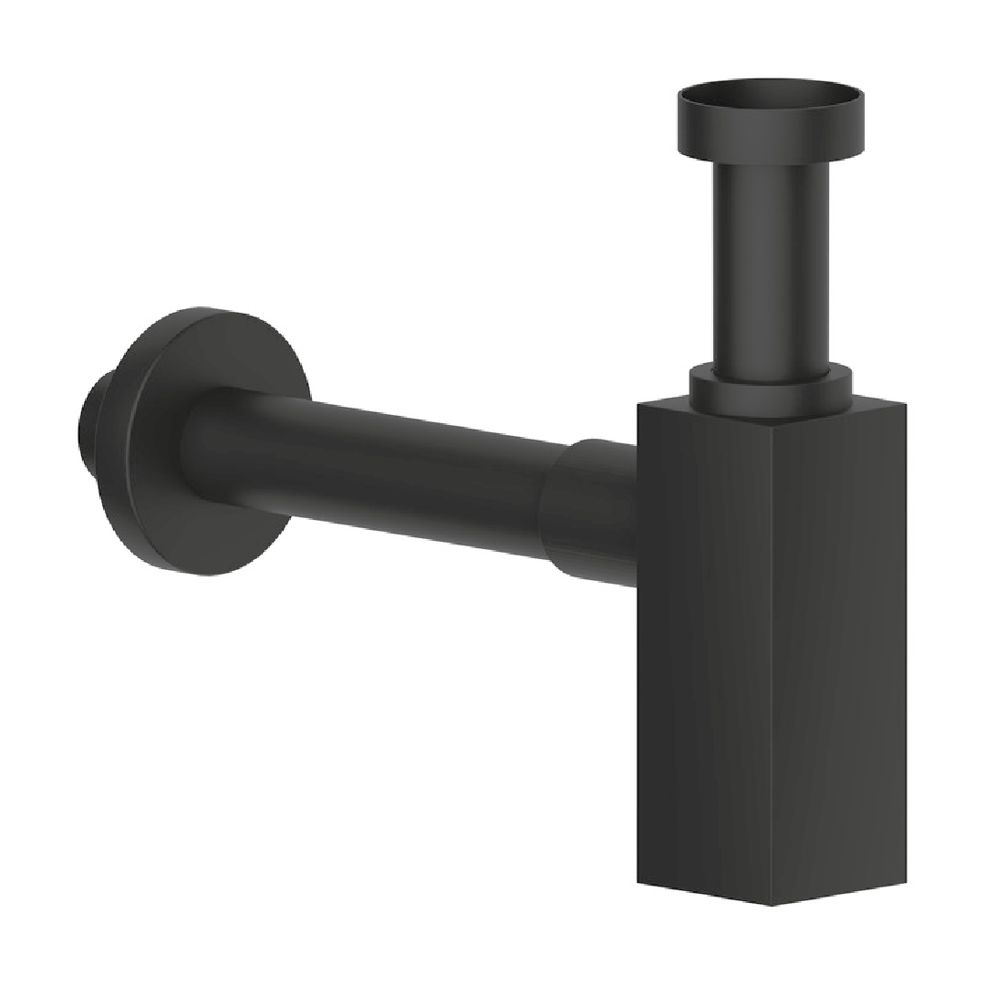 Sifone Quadrato a Bottiglia Per Lavabi Sospesi/Da Appoggio Ercos Nero Opaco