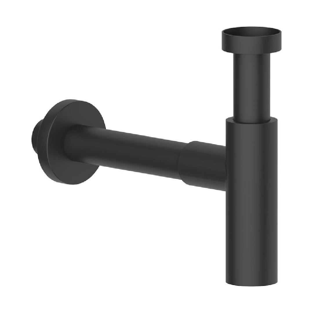 Sifone Tondo a Bottiglia Per Lavabi Sospesi/Da Appoggio Ercos Nero Opaco